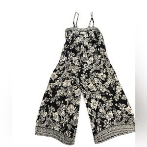 Angie Black Floral Wide-Leg Jumpsuit Bohemian Flowy Comfy